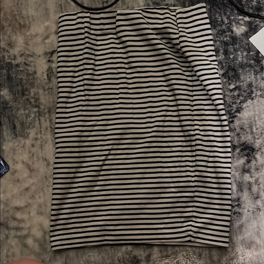 SO Black and White Striped Pencil Skirt